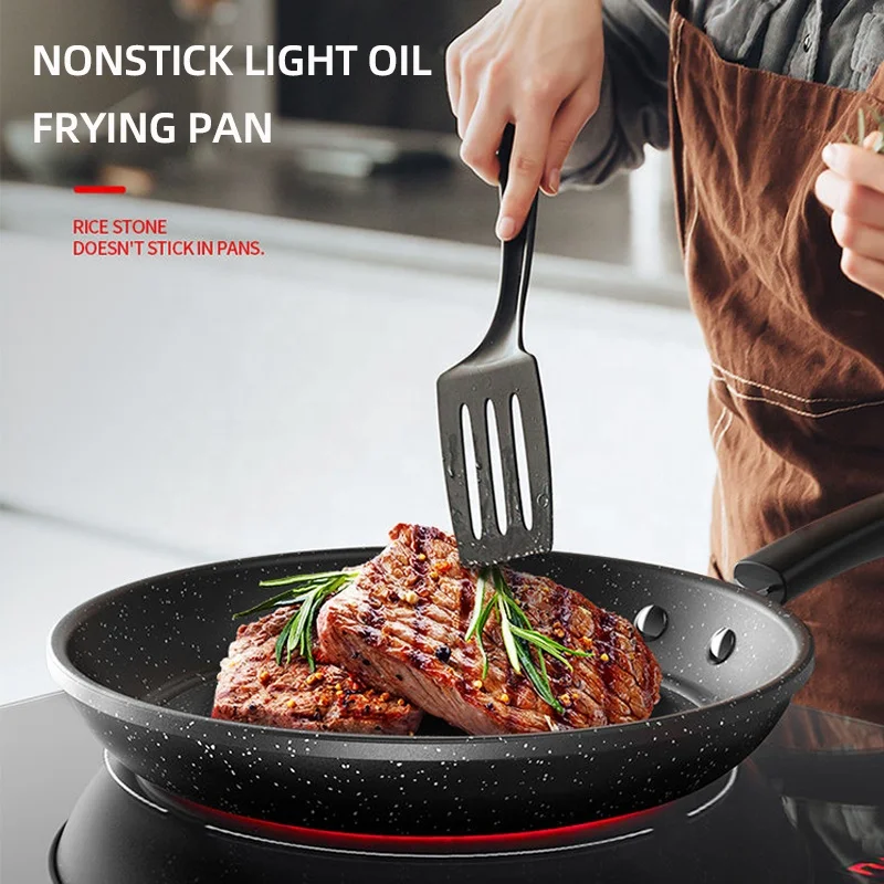 Factory Direct Sale 23CM Thickened Black Iron Cooking FryPan Non Stick Medical Stone Fry Pan With Lid