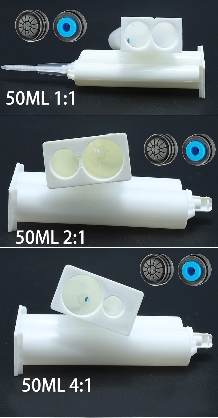 Plastic Dual Cartridges 50ml 21 Glue Dispensing Mixing Tip Ab Glue