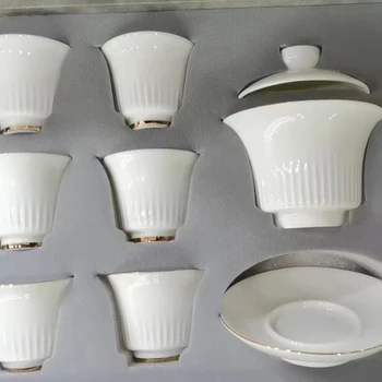 Classic Luxury Ceramic Tea Set Portable Tea Pot Suitable for Outdoor White Ceramic Set