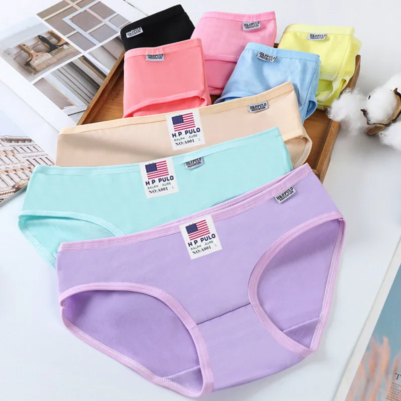 Cotton Solid Color Breathable Lingerie Underwear Women Panties Healthy ...