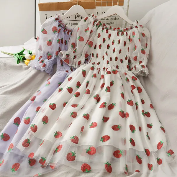 N501 Ladies Cute Strawberry Fruit Print ...