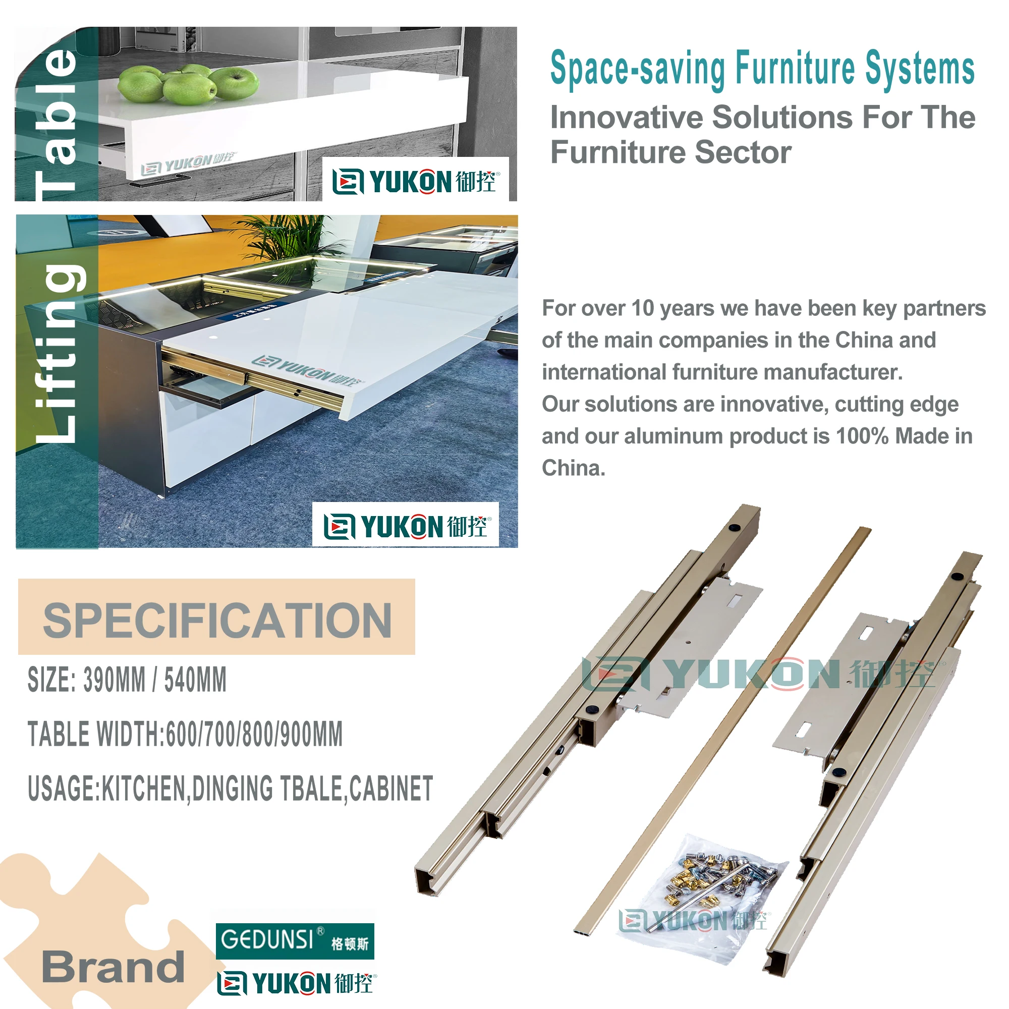 Langcheng Furniture Hardware Telescoping Extension Mechanism Correderas Telescopicas Extending