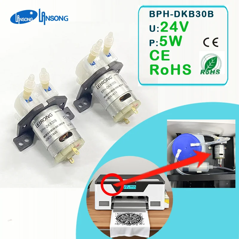 Yuqori samaradorlik BPH-DKB30B 24V 5W DTF printer uchun mos keladigan peristaltik aylanma nasos Oq bo'yoq aylanish nasosi DTF printer uchun