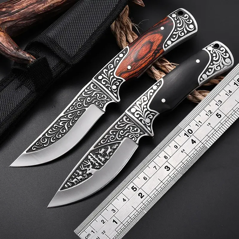 Classic Model Retro Fixed Knife Delicate Sculpture Pictures Self Defense Knives Fixed Blade Knife