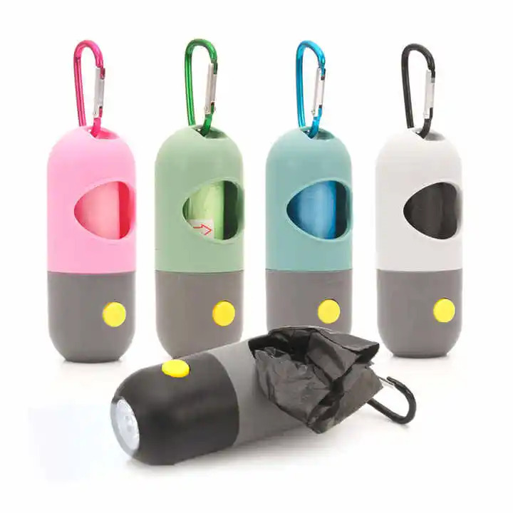 Pet Dog Poop Dispenser Poop Bag Holder Led Flashlight Pill Shape Dog