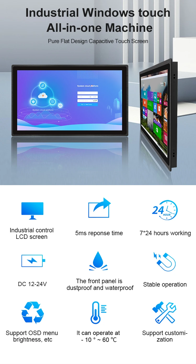 New 23.6 Inch IPS Full HD LED LCD Monitor with USB Interface Car Touch Screen Gaming Studio Speakers Industrial Display