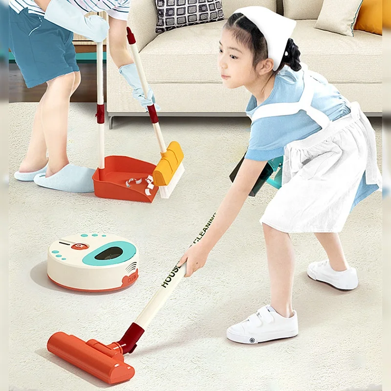 Children Mini Vacuum Cleaner Simulation Charging Housework Dust Catcher  Educational Furniture Toys Play House Cleaning Tools Set