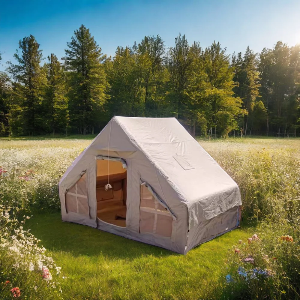 Large Portable PVC Composite Cloth Waterproof Air Tent for Family Travel Outdoor Camping Inflatable Cabin Tents