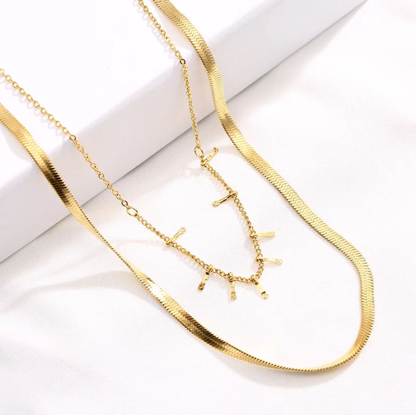 double gold necklace mens