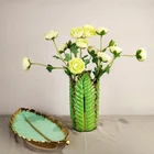 Nordic Ferns Leaf Gold Porcelain Wedding Center Piece Decorative Ceramic Flower Vases Decor