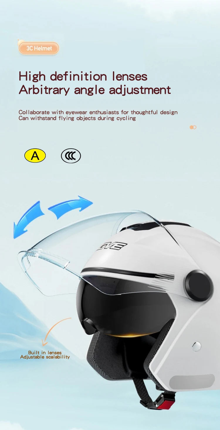 Double Mirror Women's Classic Motorcycle Half Helmet Accessories Men's