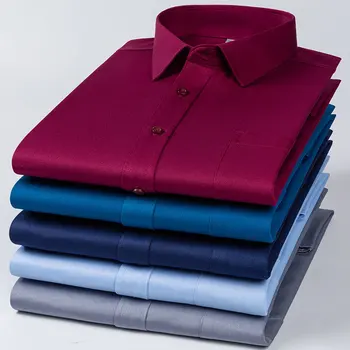 Wholesale high-grade men's elastic professional wear business plaid breathable long sleeve shirt custom oem