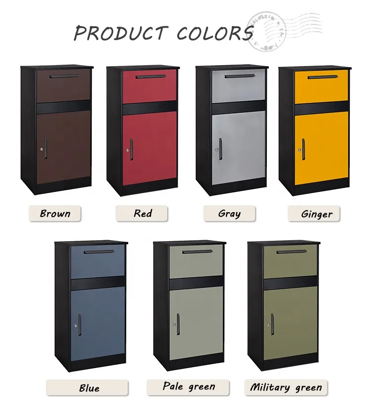 Modern Standing Outdoor Extra Large Metal Storage Mailbox Stylish Parcel Drop Box for Mail and Parcels