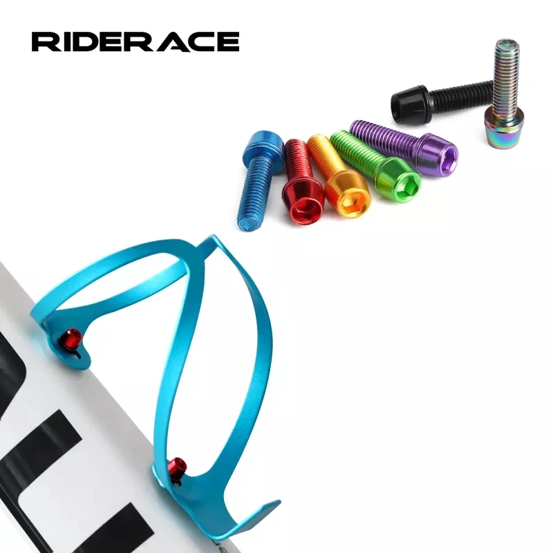 RIDERACE 4Pcs/Set Bicycle Water Bottle Cage Holder Screw Bolts 5*18MM  Stainless Steel Colorful Bike Air Pump Bracket Screws