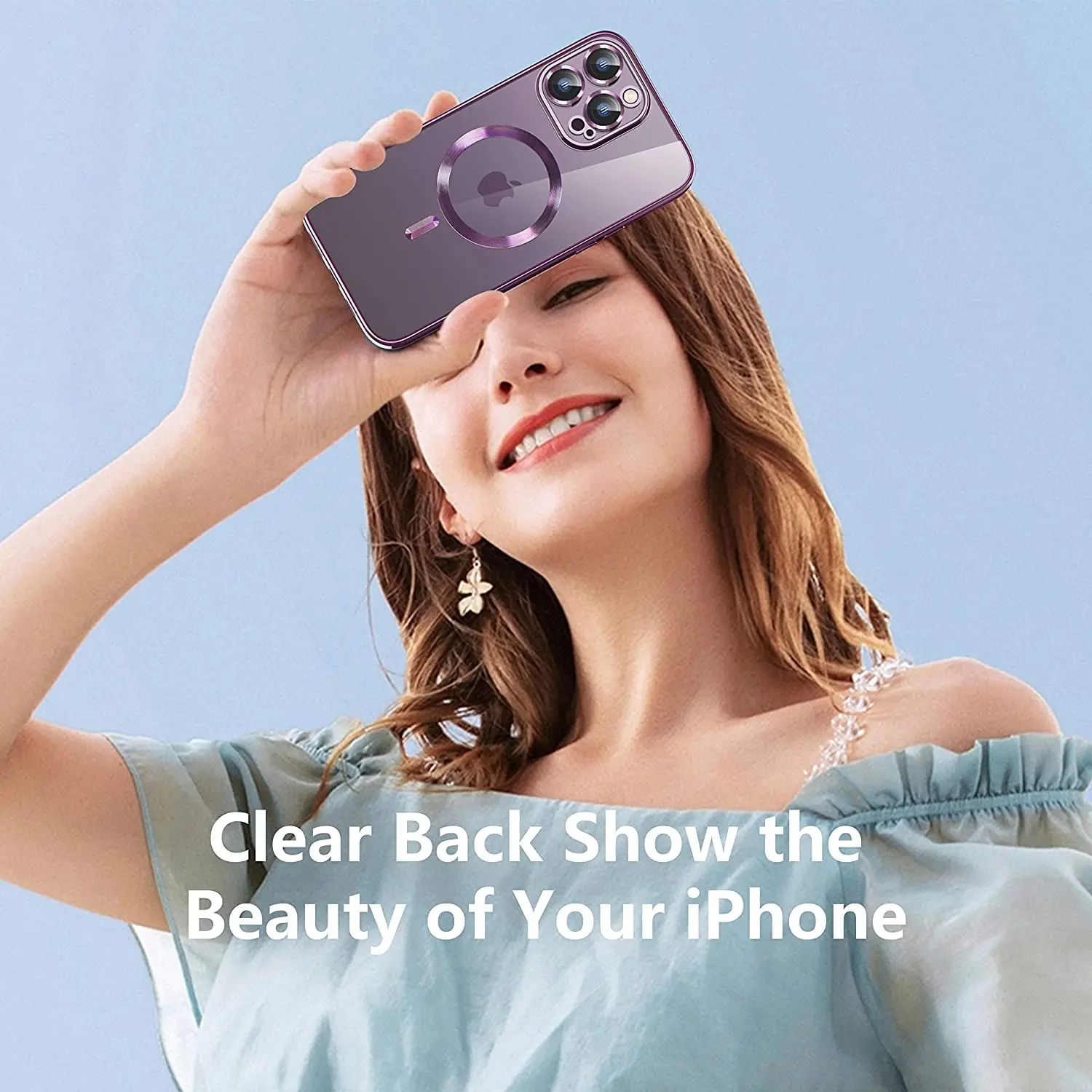 Luxury Clear Case For Iphone 14 Pro Max Case Support Wireless Charging Phone