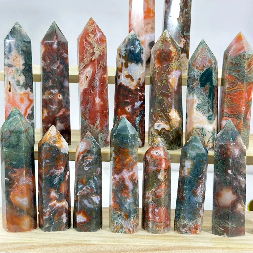 Wholesale Natural Red Moss Agate Points - Healing Druzy Crystals