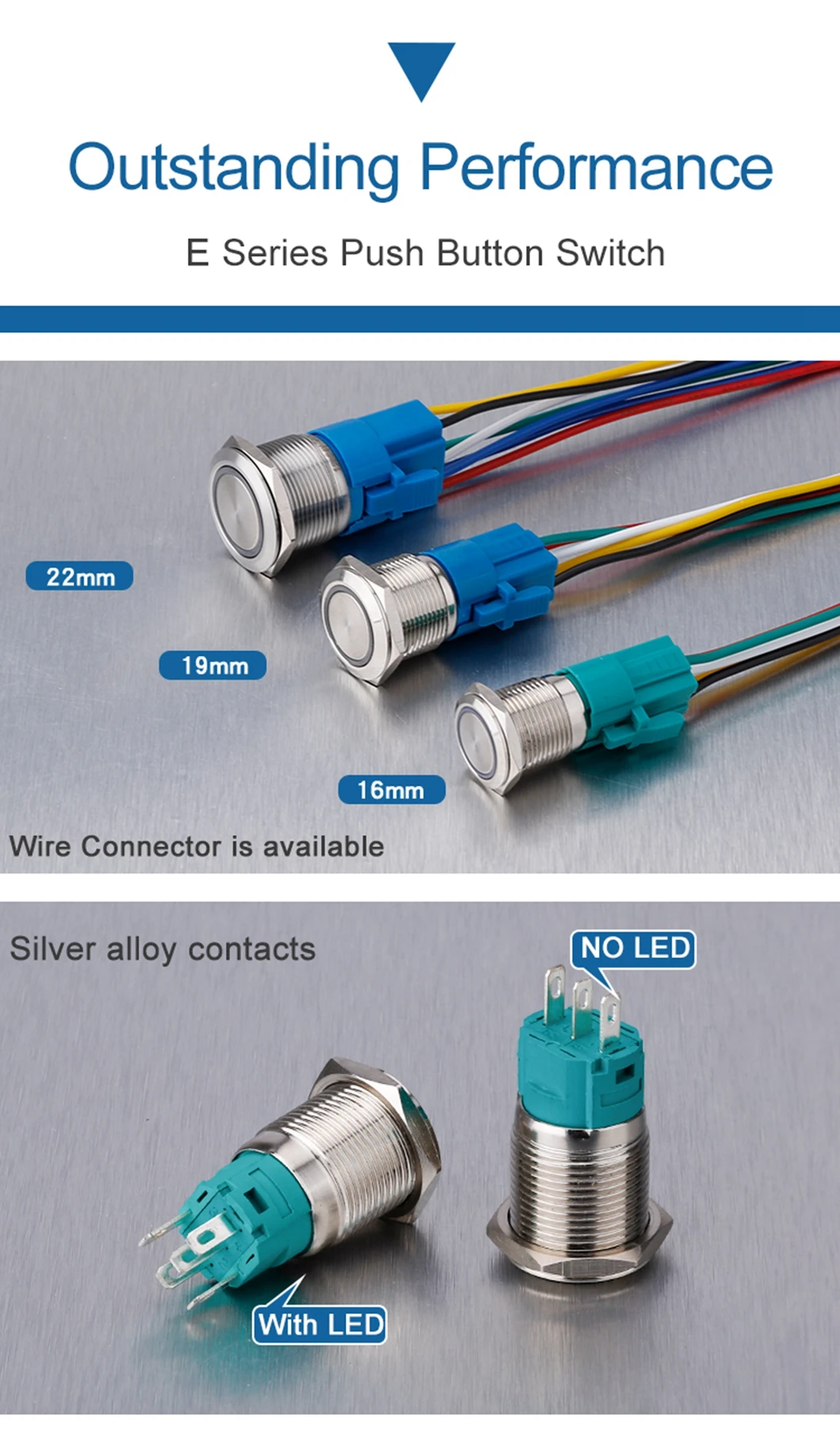Push Button Switch On Off Switch Metal 19mm 220vdc With Led Light ...
