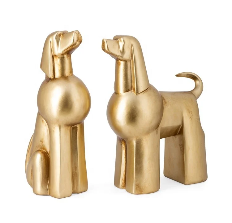 Resina animal oro inglés bulldog francés cachorros estatua perra estatuilla para la venta escultura decoración del hogar arte popular 7-10 días