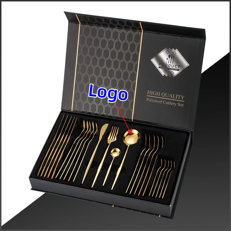 Custom Gold Silver Stainless Steel Wedding Knife Spoon Fork Cutlery Set