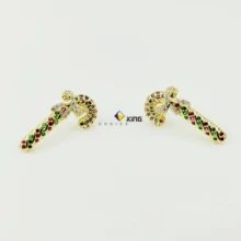 Santa's cane earrings high quality environmental protection copper color preserving electroplated