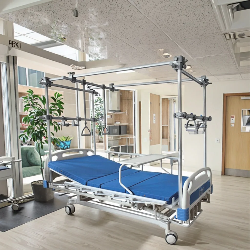 Hospital Furniture Orthopaedic Traction Bed Removable Frame Metal Adjustable Infusion Modern for Fracture Treatment School Use 3