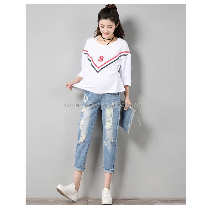 Summer Maternity Jean Trousers Fashion 