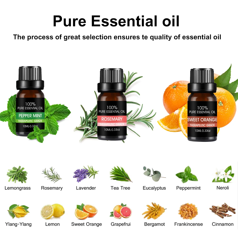 Essential Oil 6pc Set in Gift Box Diffusers Essential Oil Pure Massage Aromatherapy Candle Making