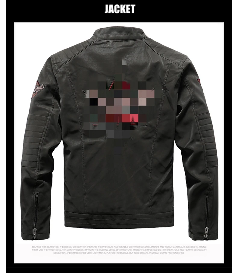 Wholesale Winter Men's Pu Jacket Black Waterproof Motor Cycle Western Style Fashion Leather