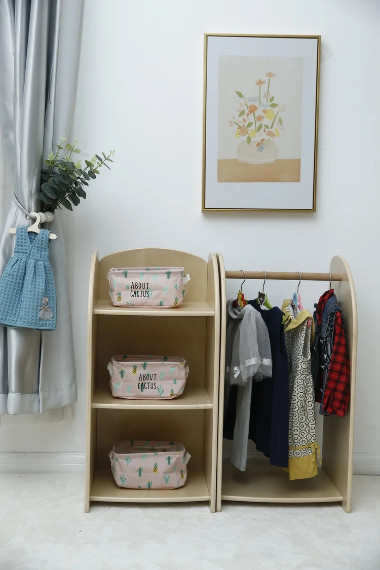 China Wholesale Reasonable Price Kids Wooden Storage Cabinet Standing Coat Shelf Hook Rack
