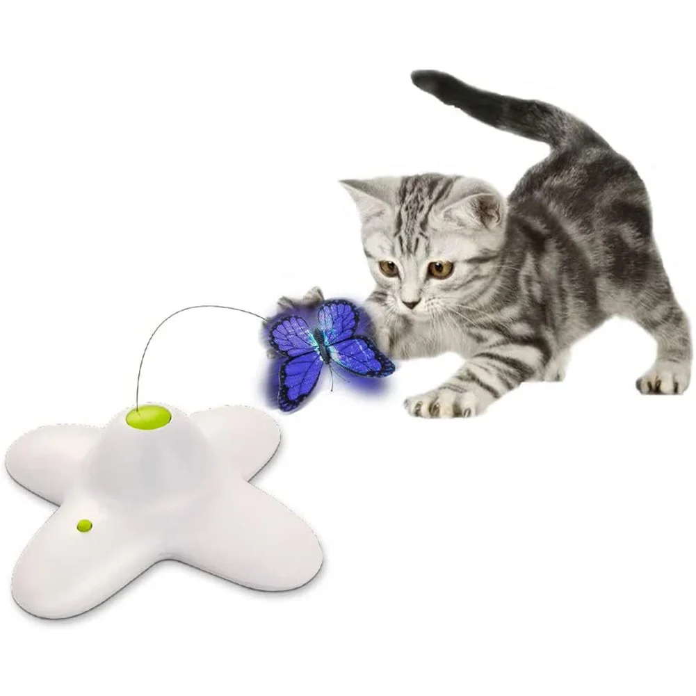 Juguete electrónico automático para mascotas, mariposa activada por  movimiento giratorio de 360 grados, Juguetes Divertidos para gatos,  plástico