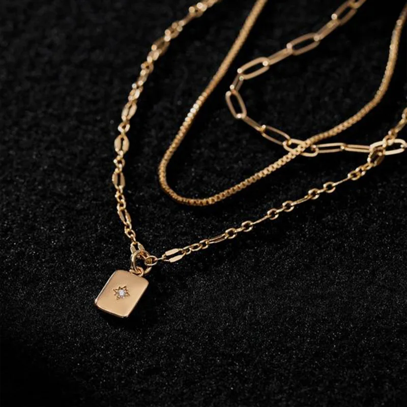 Trendy Geometric Zircon Pendant Necklace