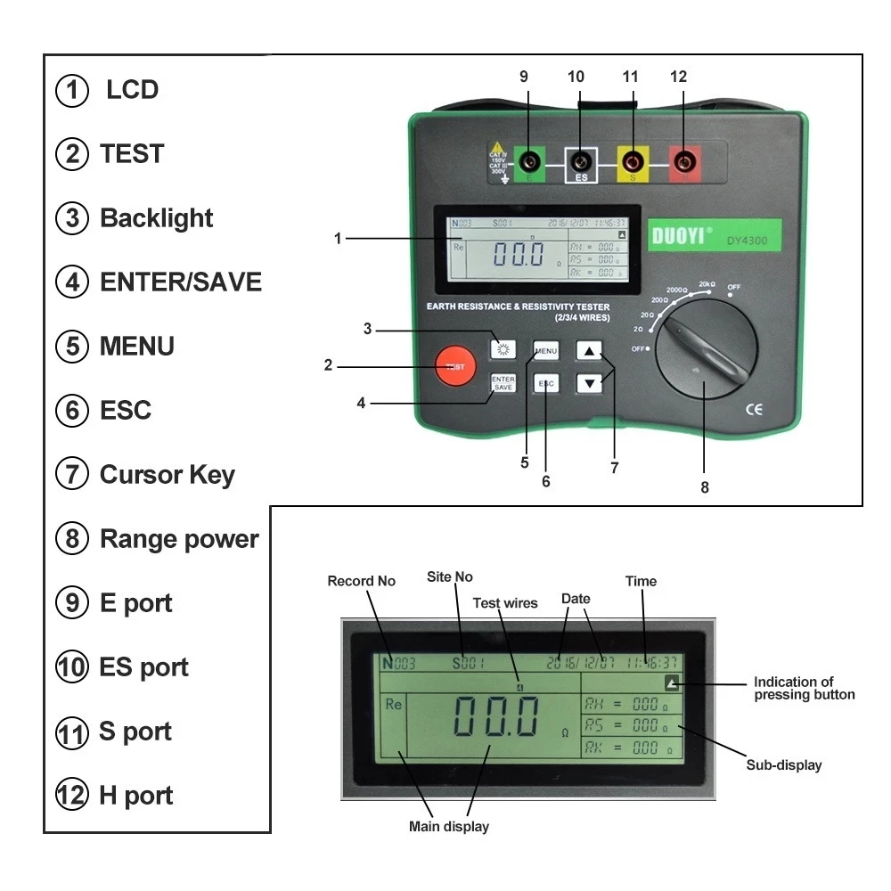 Insulation Resistance Tester ETCR3480B 5000V, 0.1mo~400go, AC 0V-750V Digital Only