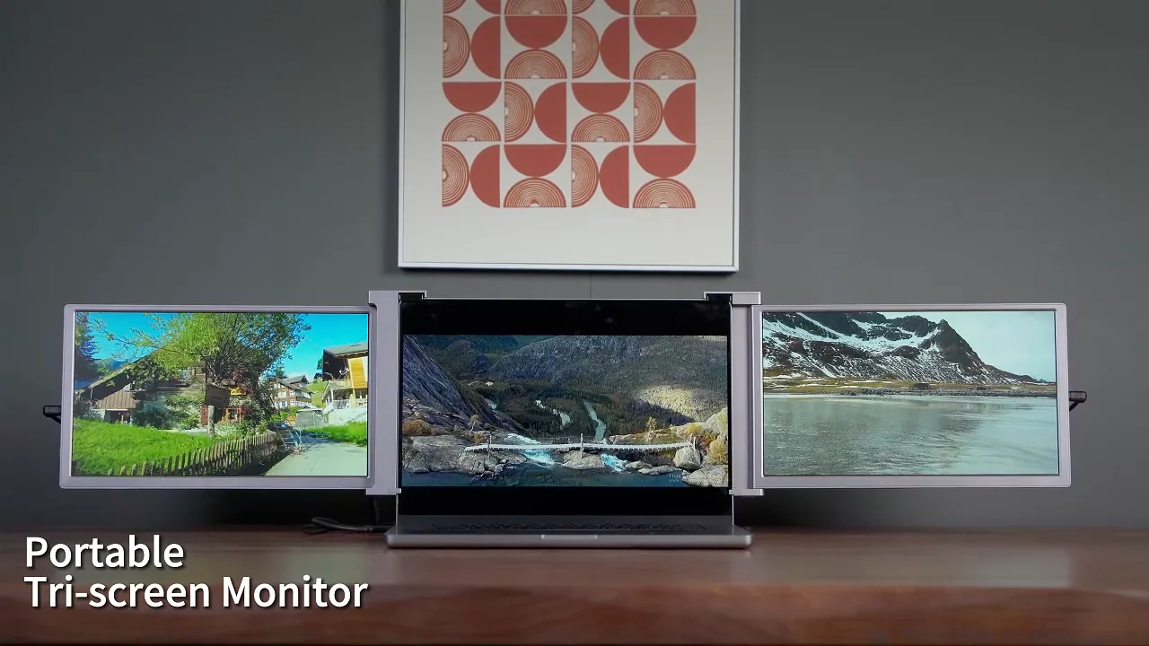 Portable Tri Screen Extender For Laptop Trio Max Monitor 14 Inch Buy
