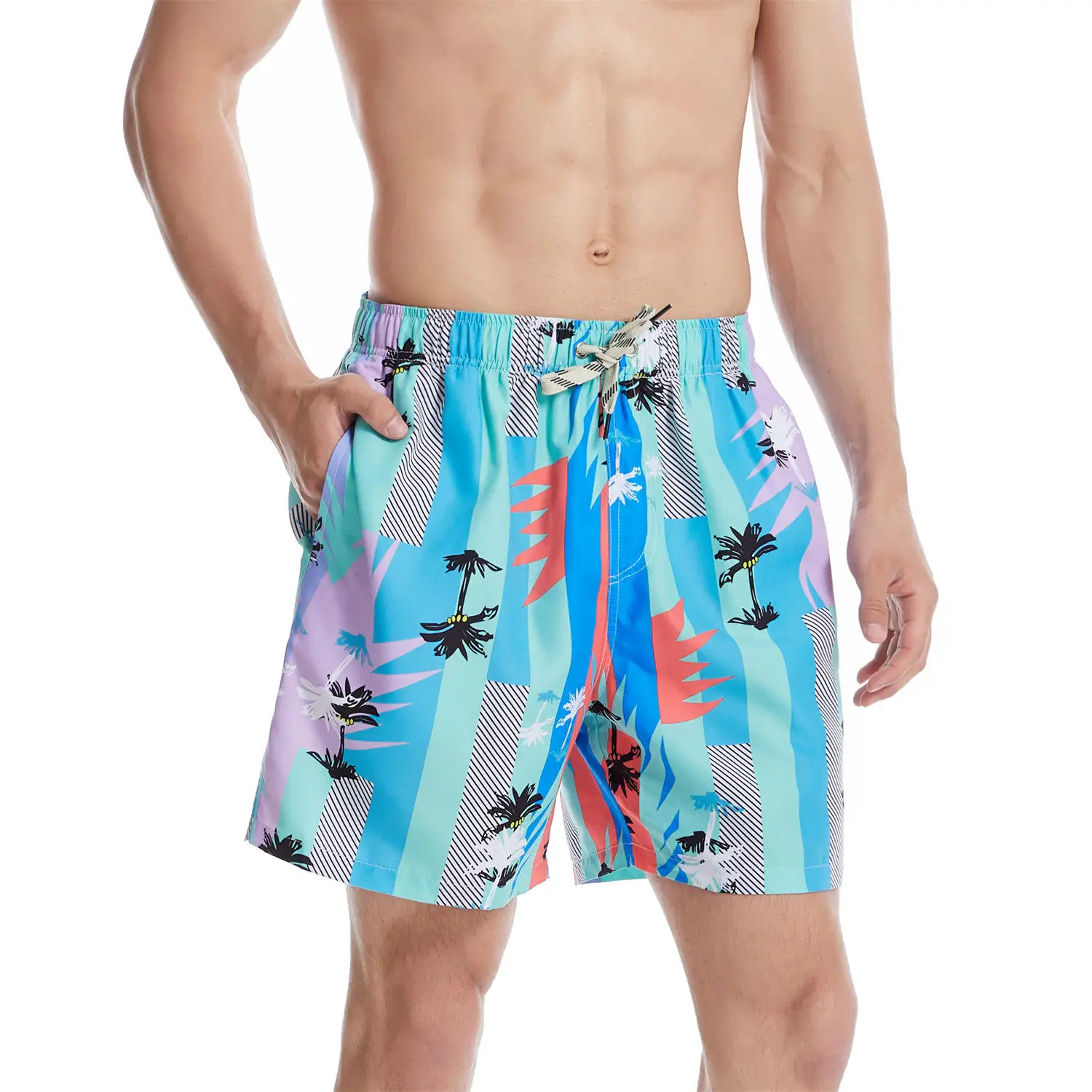 Summer Custom Logo Polyester Men Swim Trunks Quick Dry Outdoor Beach Shorts Board Shorts Swimwear for Men