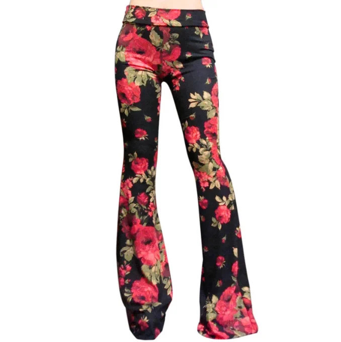 Europe and the United States Ladies Wide Leg Flared Ladies Printed Fashion Personality Pants for Women