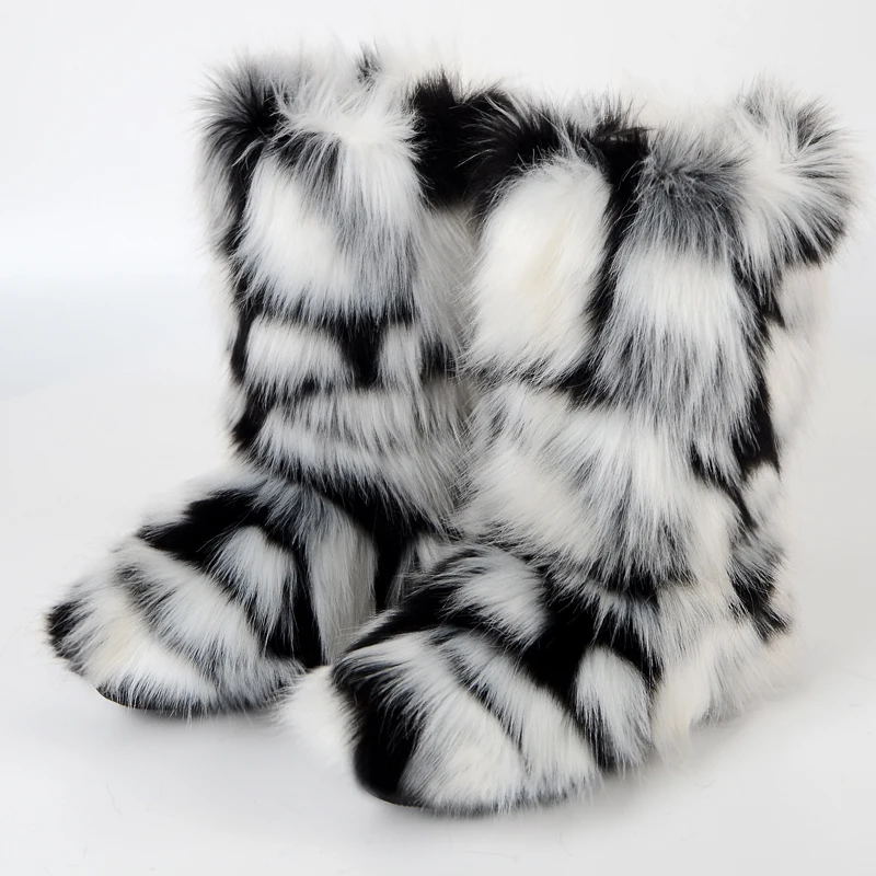 【NACHE】JACQUARD FAUX FUR BOOTS ★韓国人気★ 追跡付 Wholesale Faux Fur Boots and Coat Headbands Set - Elegant