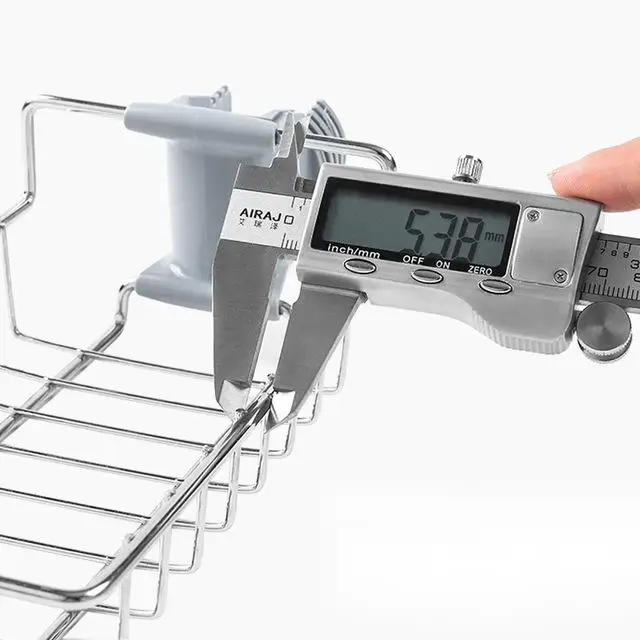 Thickened Adjustable Metal Kitchen Utensil and Sponge Holder Rack with Multi-functional Save Space Design