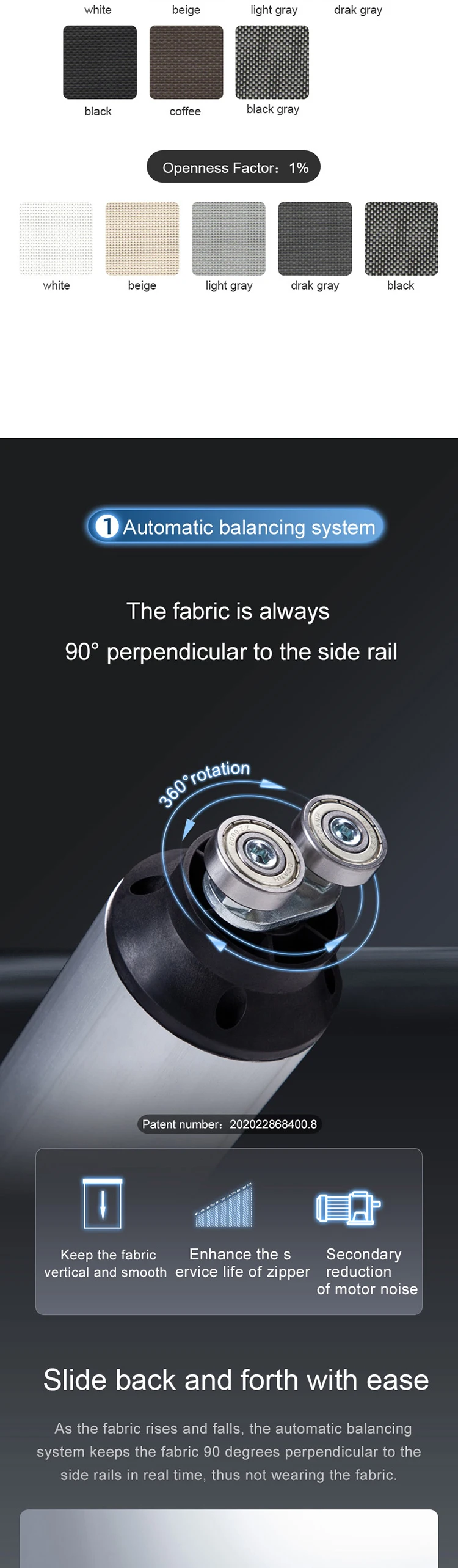 Custom size rainproof windproof electric outdoor roller blinds