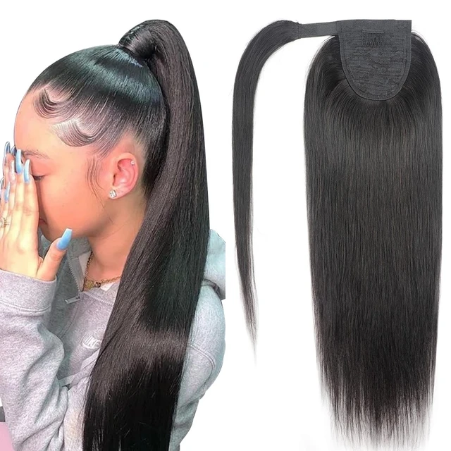 Wholesale Cuticle Aligned Virgin Hair Wrap Around Human Hair Ponytail for Black Women
