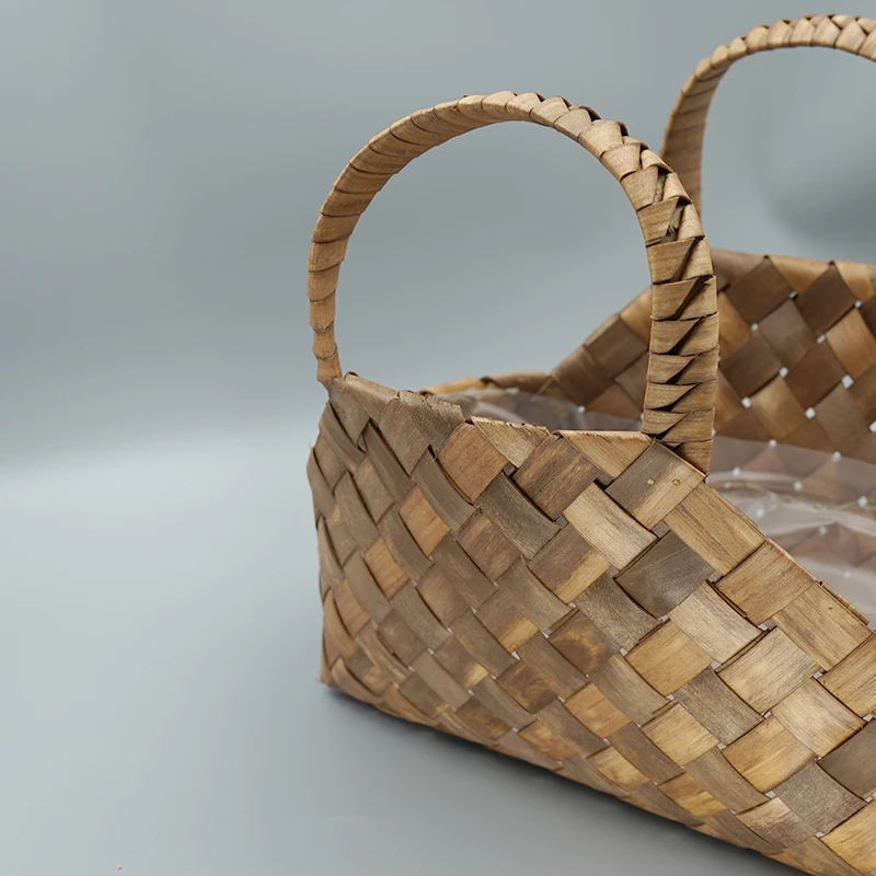 Custom Woven 100 Handmade Home Storage Wood Chips Flower Baskets Buy