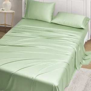 Eco-friendly 100% Organic Bamboo Lyocell Bedsheets Bedding Set 4pcs Bamboo Sheets Organic Bamboo Cooling Bedding Set