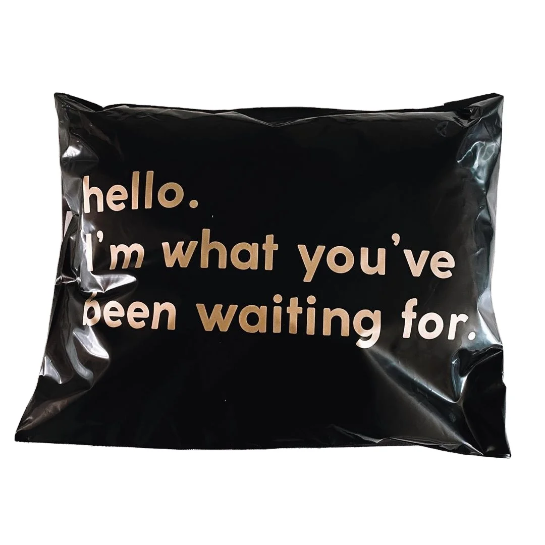 Black Gold Poly Mailer Black And White Shipping Bag Plastic Self Adhesive Label Shipping Bag For T-Shirts