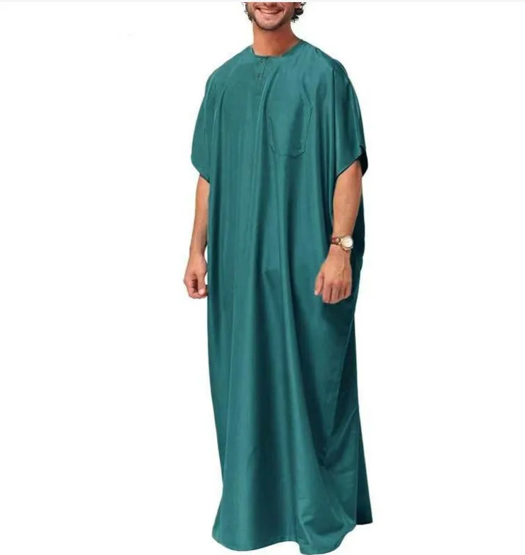 short jalaba dress Short Sleeve Islamic Clothing Kaftan Jubah Abaya Jalabya Arabic Thobe Jalaba Muslim Long Dress Man Perfect for Cultural Dress