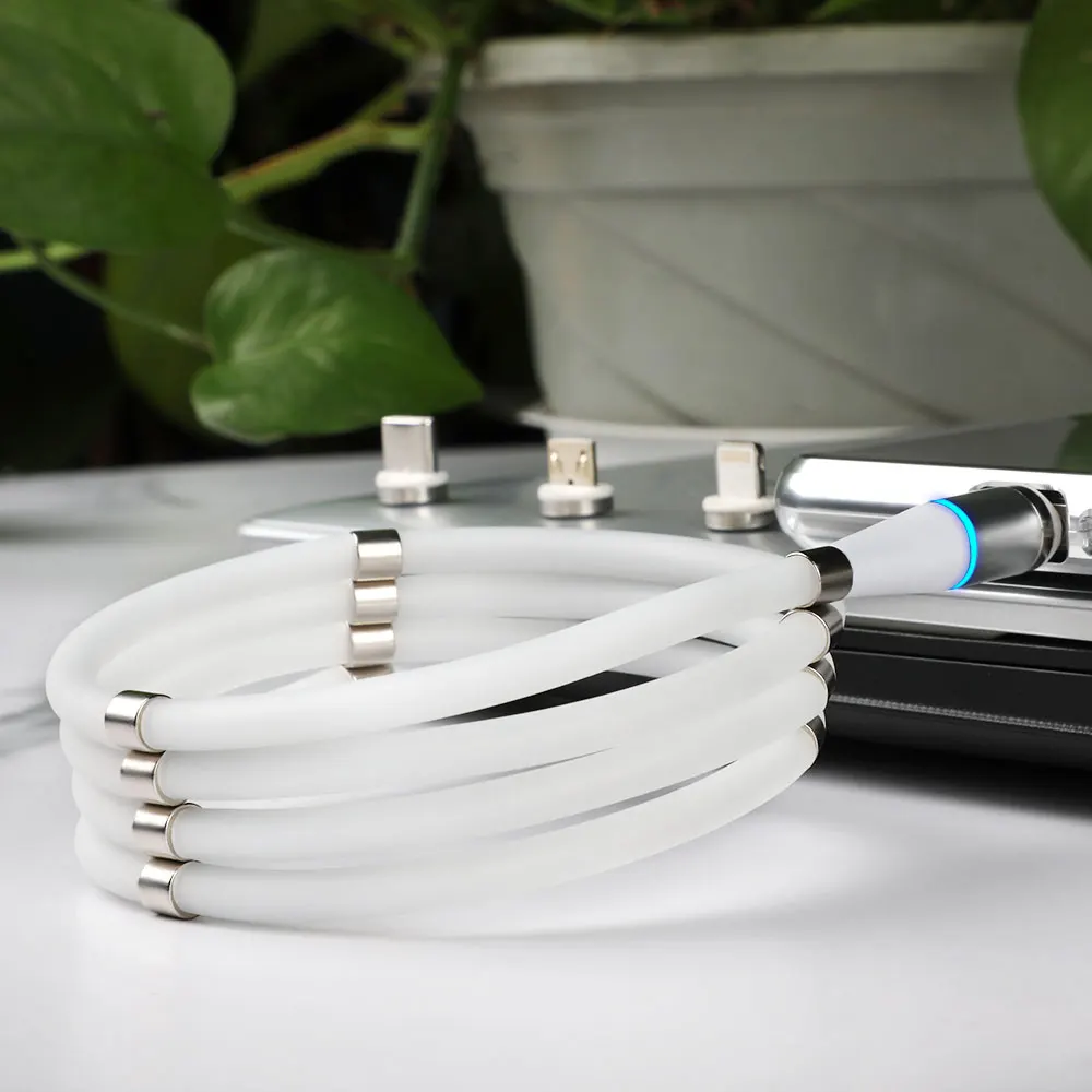 Лидер продаж, магнитный USB-кабель 3 в 1 с легкой катушкой, магнитный кабель для передачи данных для iphone