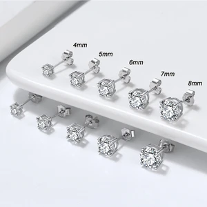 Wholesale Classic 925 Sterling Silver Gold Plated Moissanite Stud Earrings Bell Shape Card Setting for Certified Forever Star