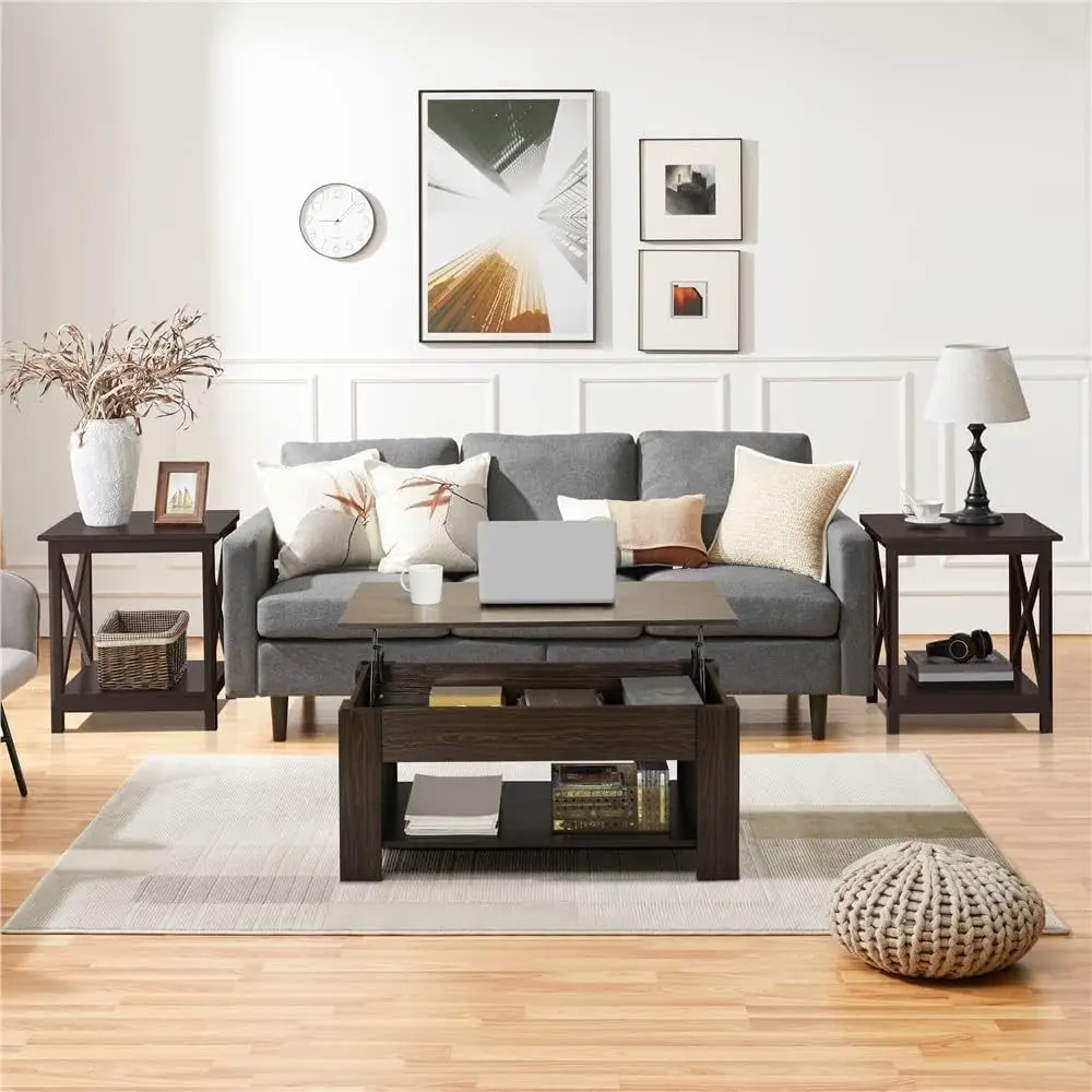 Chinese Luxury Rectangle Lift Top Coffee Tea Table Modern