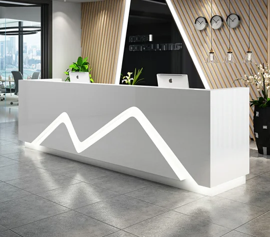 Modern Office Building Furniture White Led Light Small Size Front Reception  Counter I Shaped Salon Reception Desk Design - Buy Salon Reception Desk,Modern  Reception Desk Design,Reception Desks For Salons Product on 