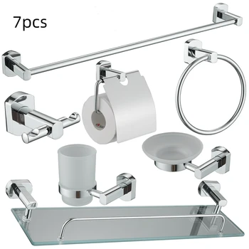 Best Sale Zinc Chrome Wall Mounted Bathroom Hardware Fittings High Quality 6pcs Bathroom Accessories Set For Hotel