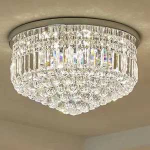 Factory Wholesale Modern Decor Large Round Luxury Hotel K9 Wedding Living Room Bedroom Crystal Chandelier Ceiling Lamp Light