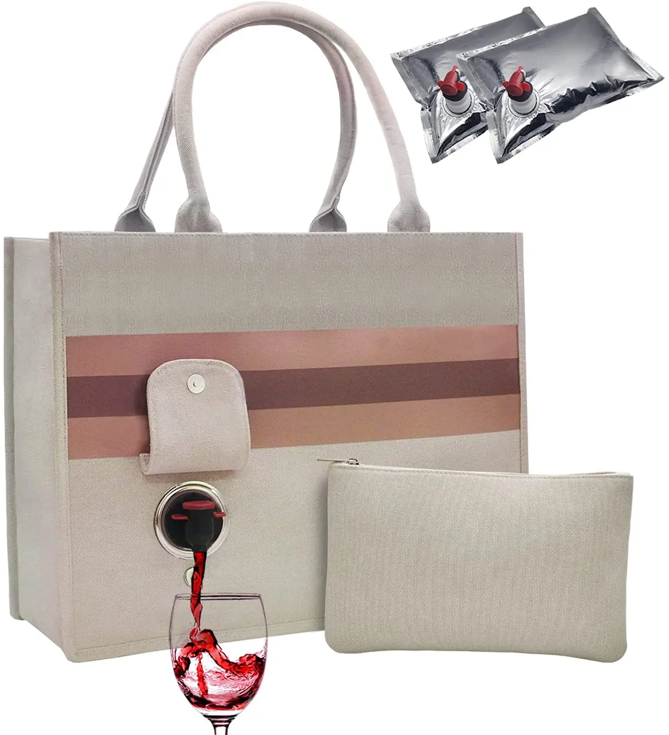 Travel Portable Cooler Beer Carrier Wine Tote Bag With Hidden Insulated Compartment